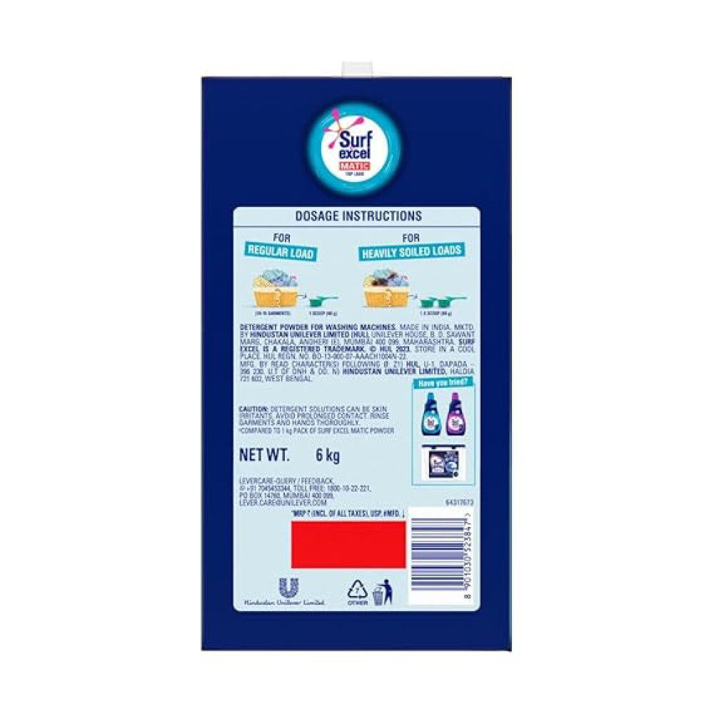 Surf Excel Matic Powder Top Load 6kg