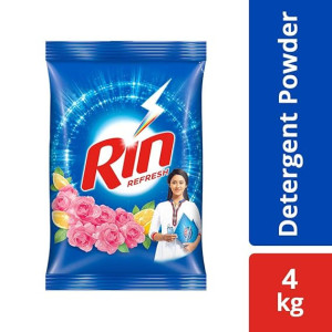 Rin Detergent Powder 4 kg & RIN Detergent Bar - 250 g (Pack of 4)