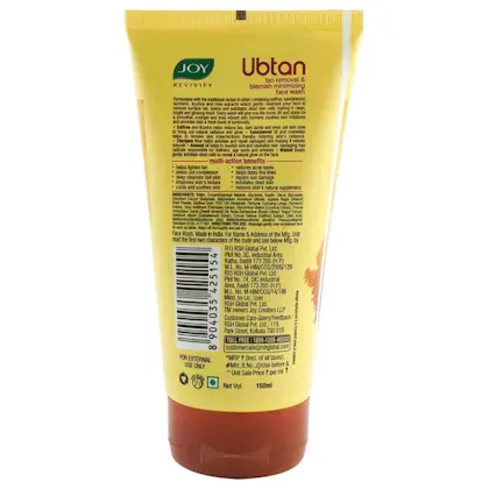 Joy Ubtan Tan Removal and Blemish Minimizing Face Wash 150 ml